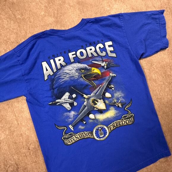 Bayside Air Force T Shirt Mens Medium Blue Big Graphic Made in USA Patriotic - Picture 1 of 9